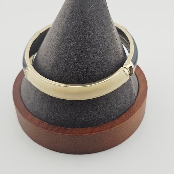 Cream & Black Hinge Bangle Bracelet Classy Neutral Preppy Old Money Aesthetic - Picture 3 of 7